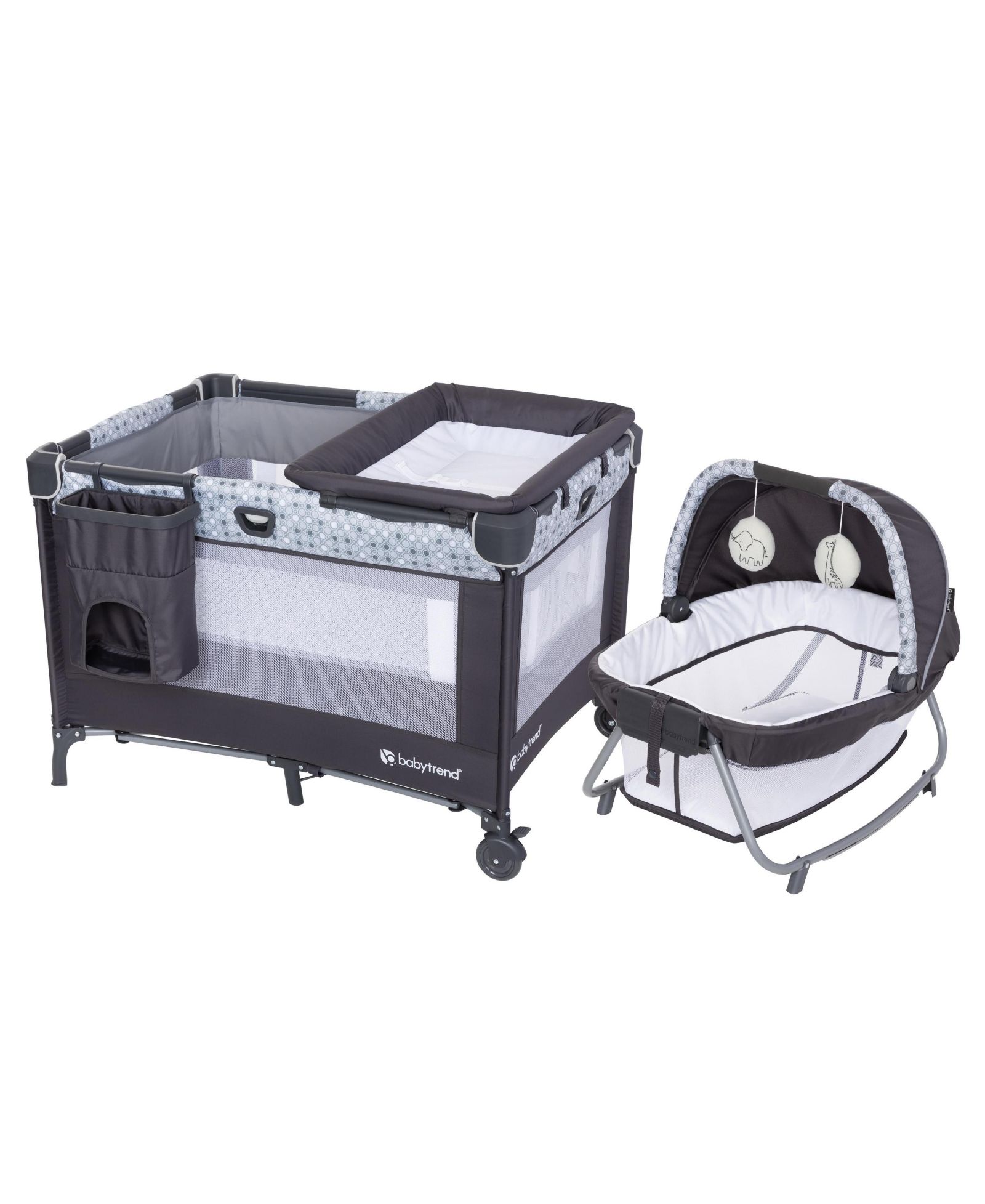 Baby Trend Nursery Den Playard with Rocking Cradle