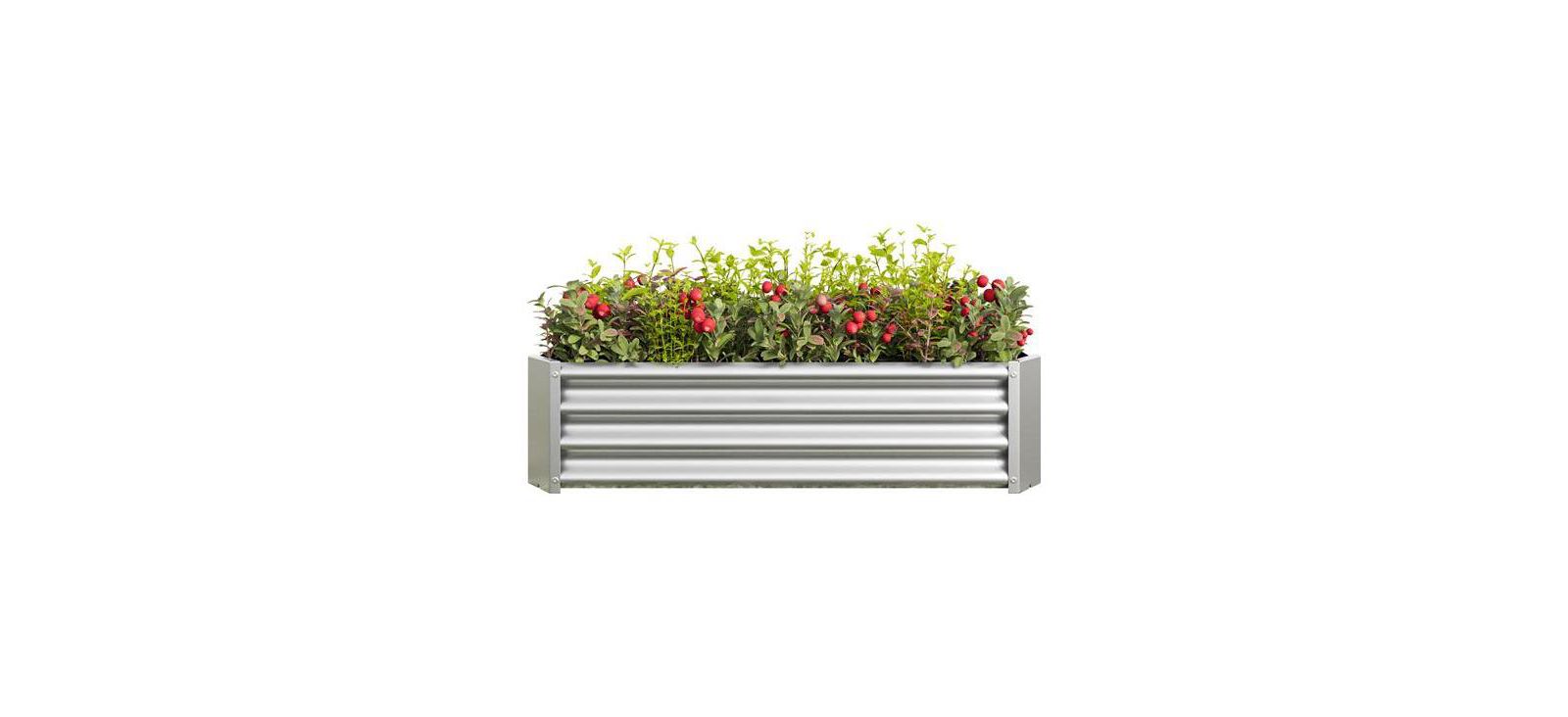 Rectangular Metal Raised Garden Bed for Growing Vegetables, Herbs, and Flowers