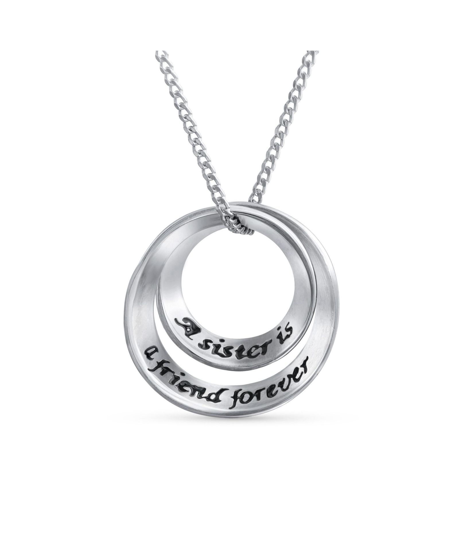 Подвеска Bling Jewelry Eternal Circle Inspirational Saying Sister Bond в серебре