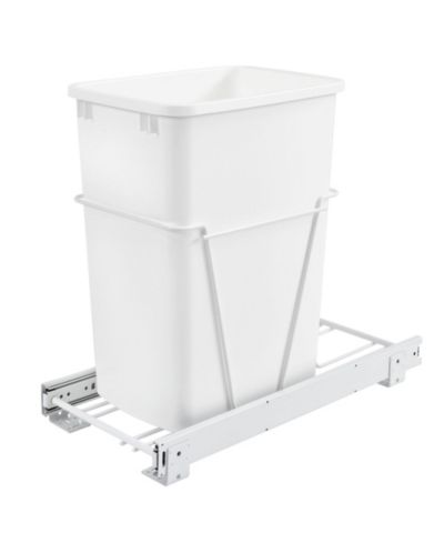 Rev-A-Shelf Single Pullout 35 qt. Sliding Trash Can for Kitchen Cabinet, RV-12PB