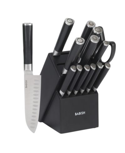 Babish High-Carbon 1.4116 German Steel 15 Piece Full Tang Forged Cutlery Kitchen Knife Block Set