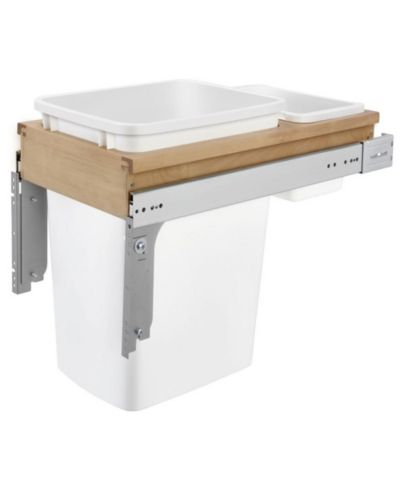 Rev-A-Shelf Single Pullout Top Mount Trash Can 35 qt., White, 4WCTM-12DM1-175