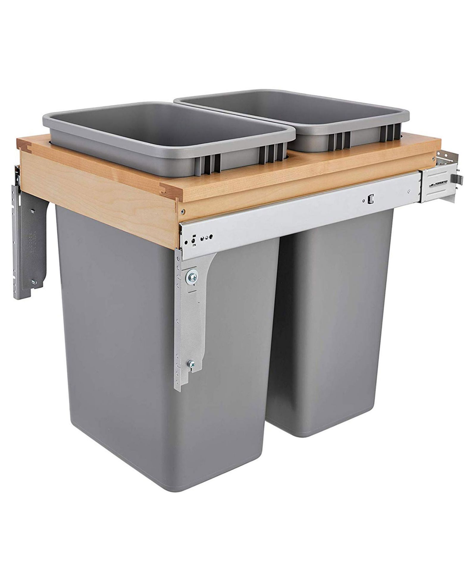 Rev-A-Shelf Pullout Top Mount Trash Can w/ Soft-close, 50 qt., 4WCTM-2150BBSCDM-2