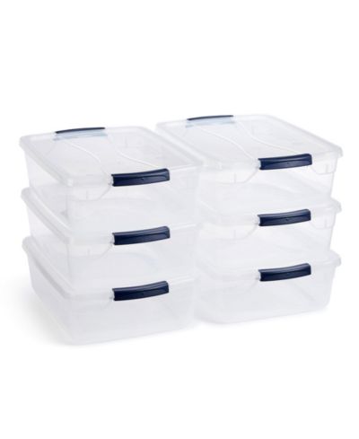 Rubbermaid Cleverstore 17 Quart Plastic Storage Tote Container with Lid (6 Pack)