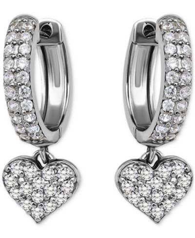 Серьги-кольца Giani Bernini Cubic Zirconia Heart Charm