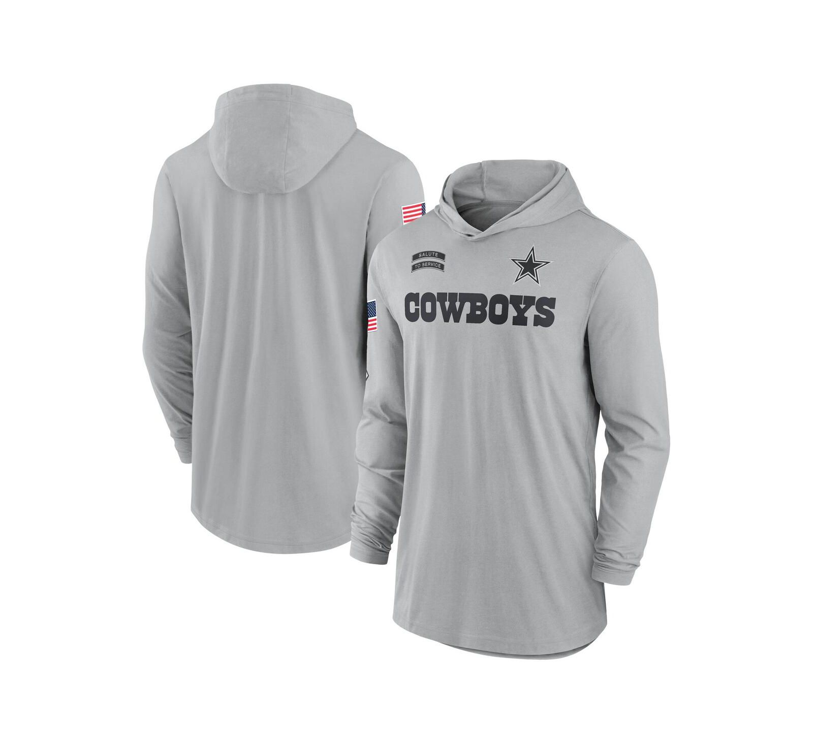 Nike Men's Gray Dallas Cowboys 2024 Salute to Service Lightweight Performance Long Sleeve Hooded T-Shirt