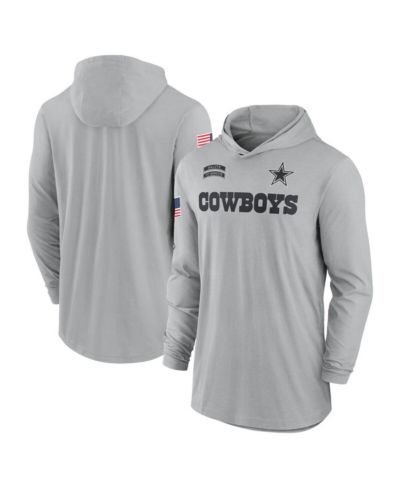 Nike Men's Gray Dallas Cowboys 2024 Salute to Service Lightweight Performance Long Sleeve Hooded T-Shirt
