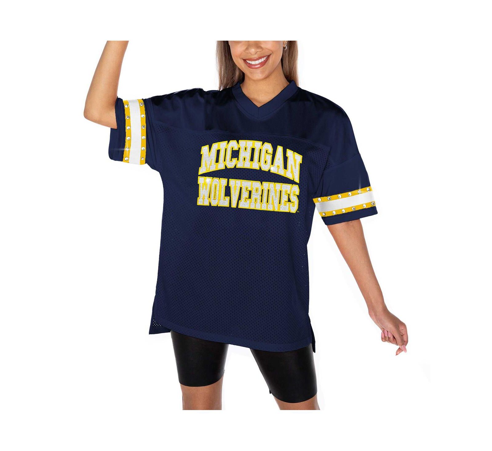 Gameday Couture Women's Navy Michigan Wolverines Until Kickoff Rhinestone Fashion T-Shirt