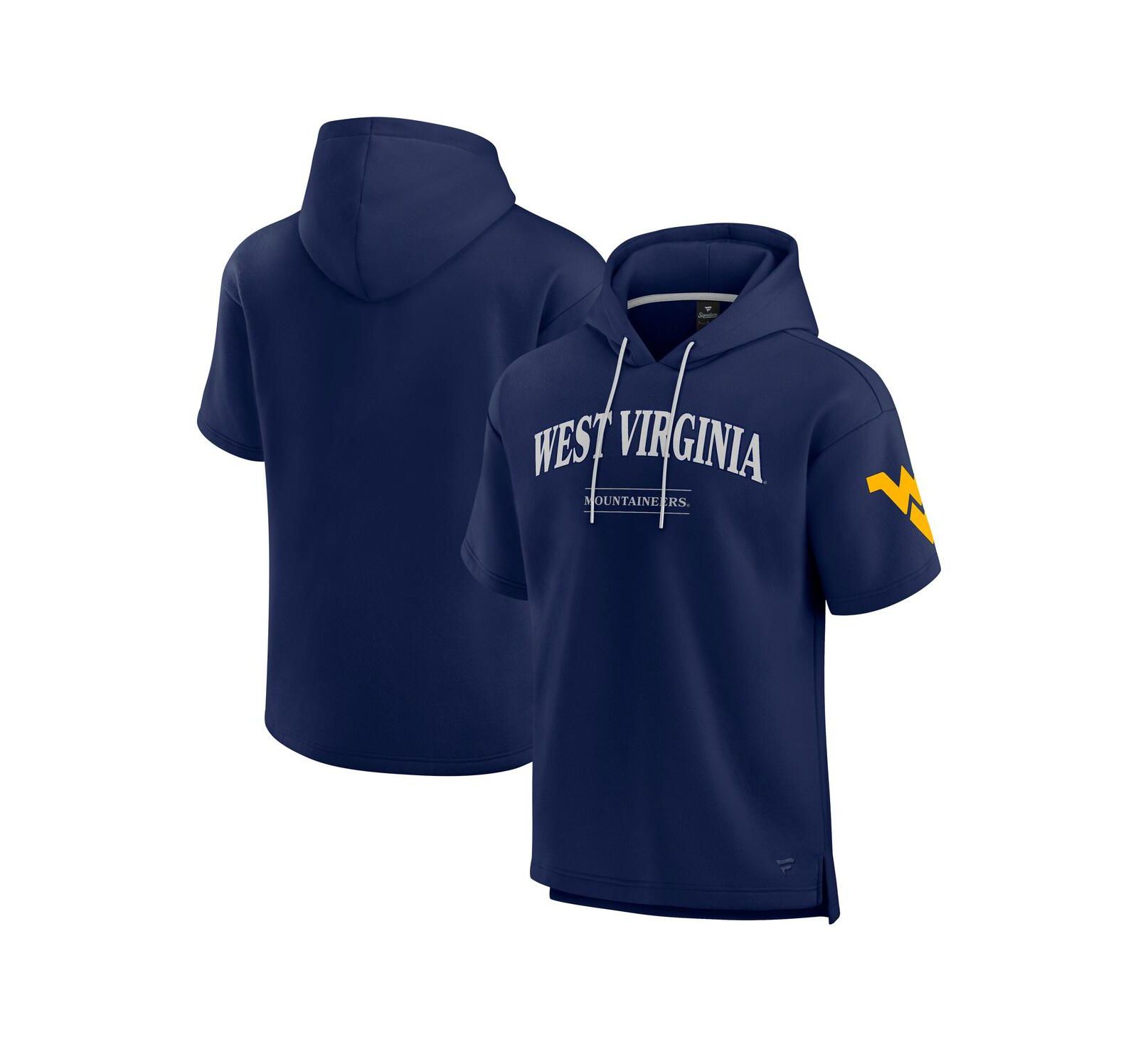 Fanatics Men's Navy West Virginia Mountaineers Ready Short Sleeve Pullover Hoodie