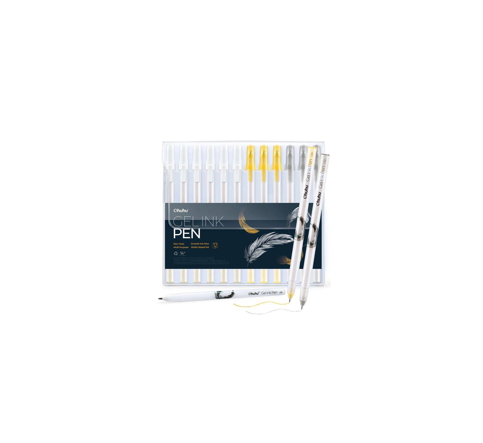 Ohuhu набор гелевых ручек 12 шт Gold/Silver/White