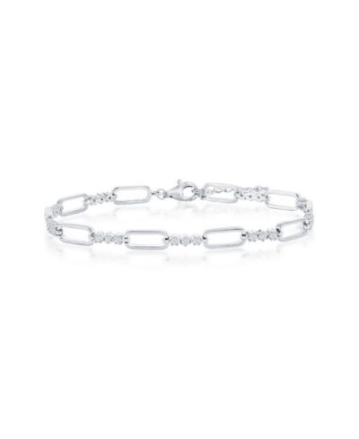 Браслет Simona Sterling Silver с дизайном Paperclip и CZ
