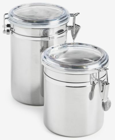 Arch Studio Stainless Steel Clamp-Lid Canisters, Set of 2, Exclusively at Macy's