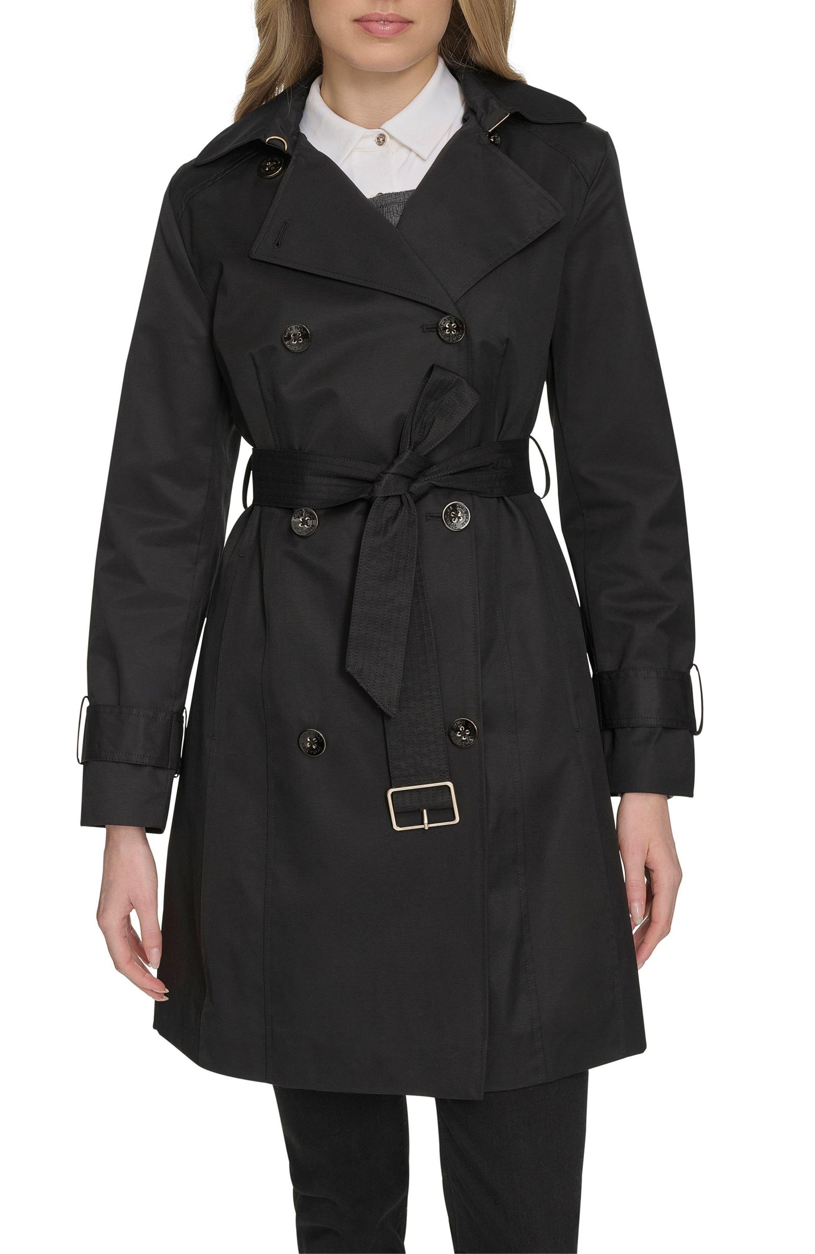 Cole Haan Signature Women's 36 1/2" D/B Trench Coat With Removable Hood