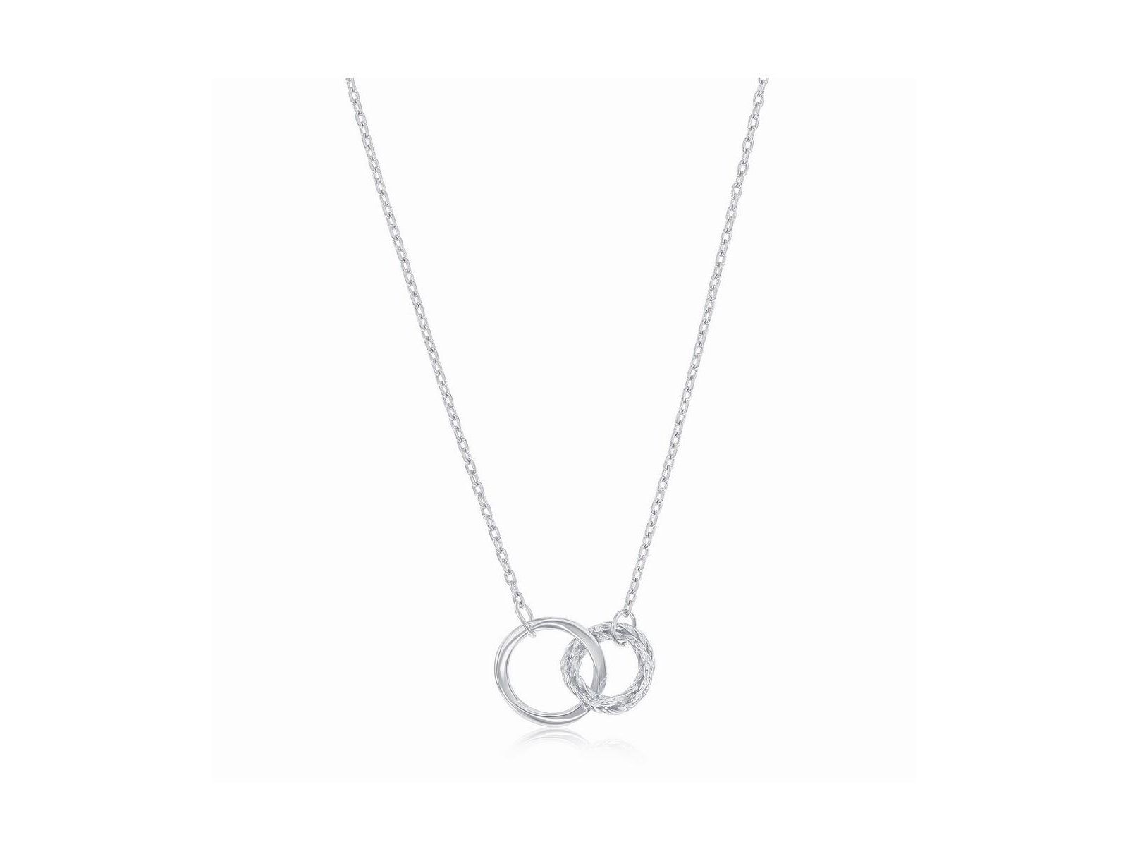 Ожерелье Simona Sterling Silver Polished & Textured Double Circle