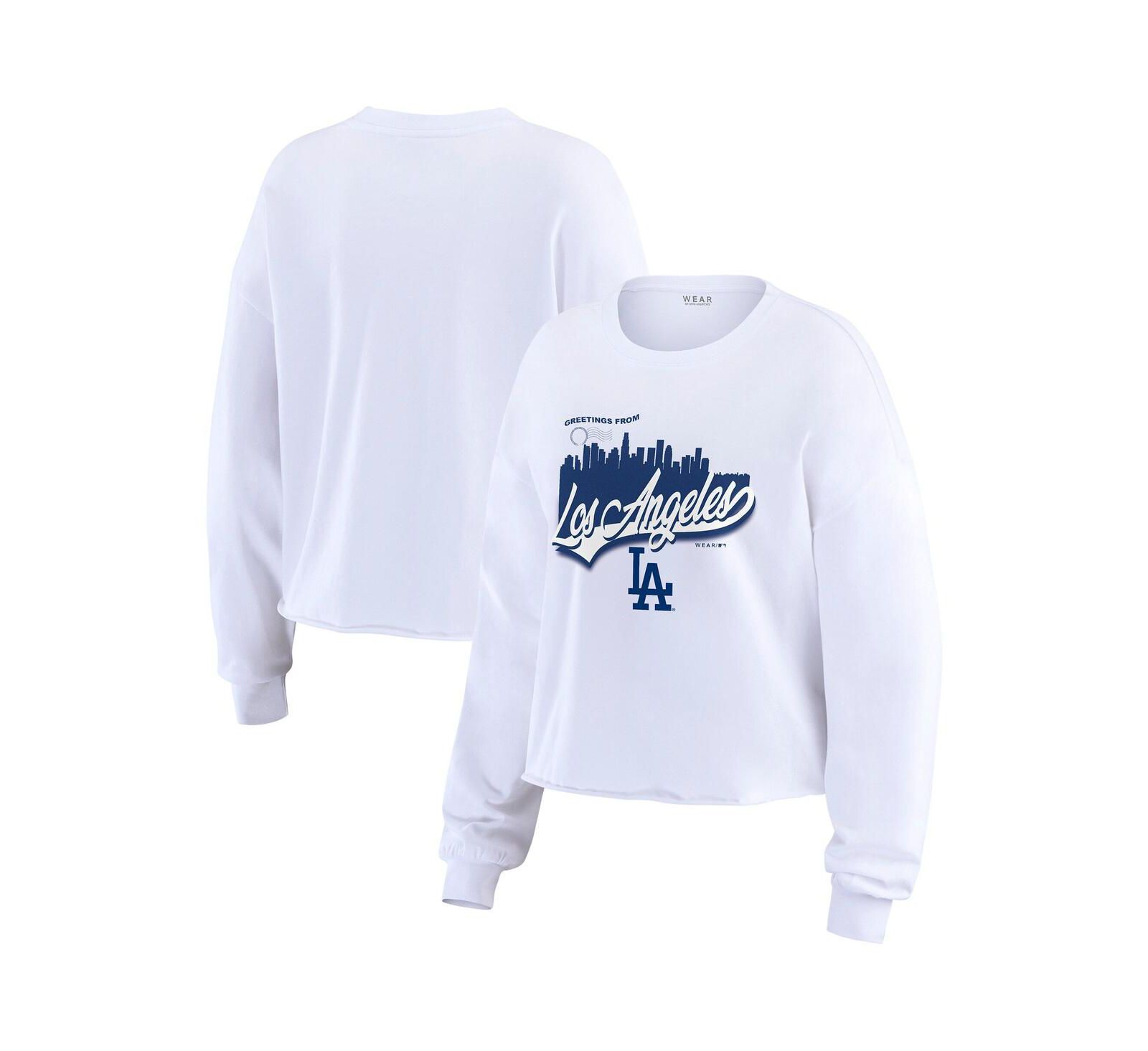 WEAR by Erin Andrews Women's White Los Angeles Dodgers Domestic Postcard Long Sleeve T-Shirt