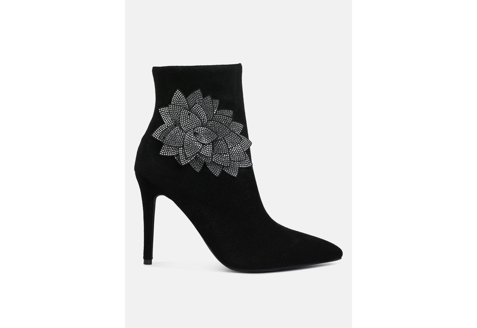 London Rag Womens Yarrow Rhinestones Petal Detail Boots