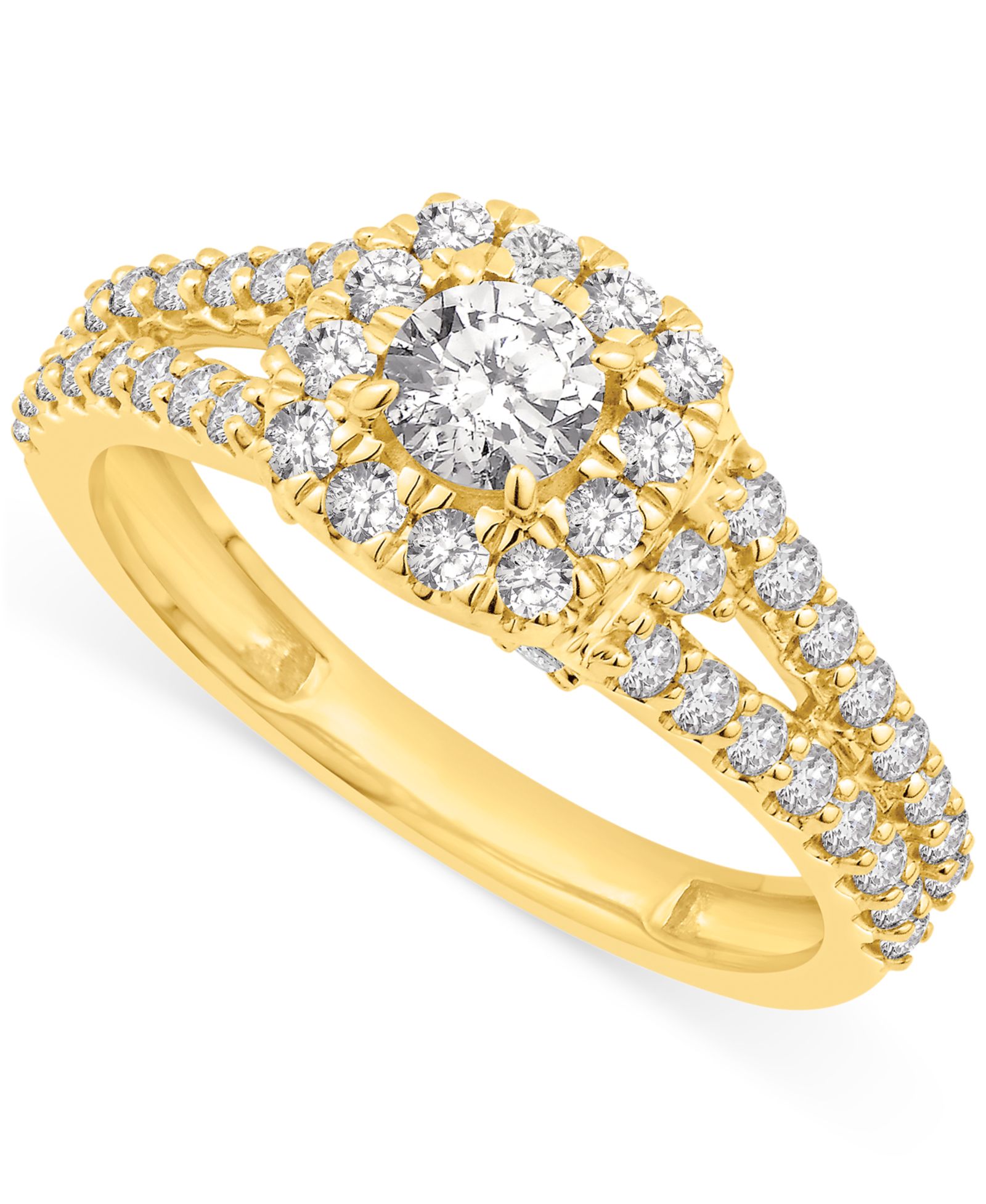 Помолвочное кольцо с бриллиантовым ореолом (1 ct. t.w.) в 14k Yellow Gold