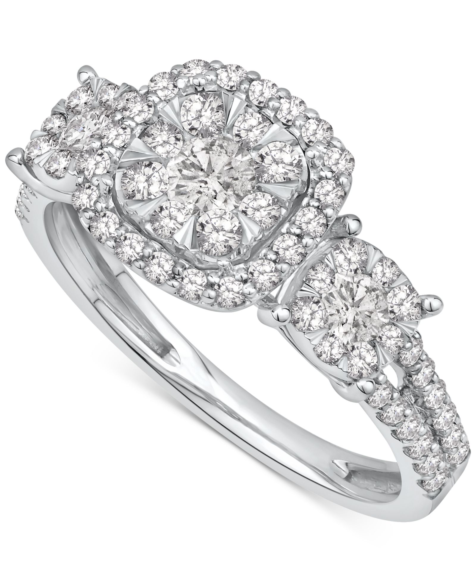 Кольцо с кластером бриллиантов (1 ct. t.w.) в 14k White Gold