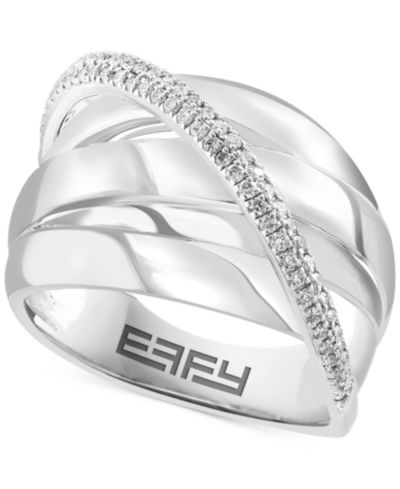 Кольцо EFFY® Diamond Crossover Multirow из стерлингового серебра (1/4 ct. t.w.)