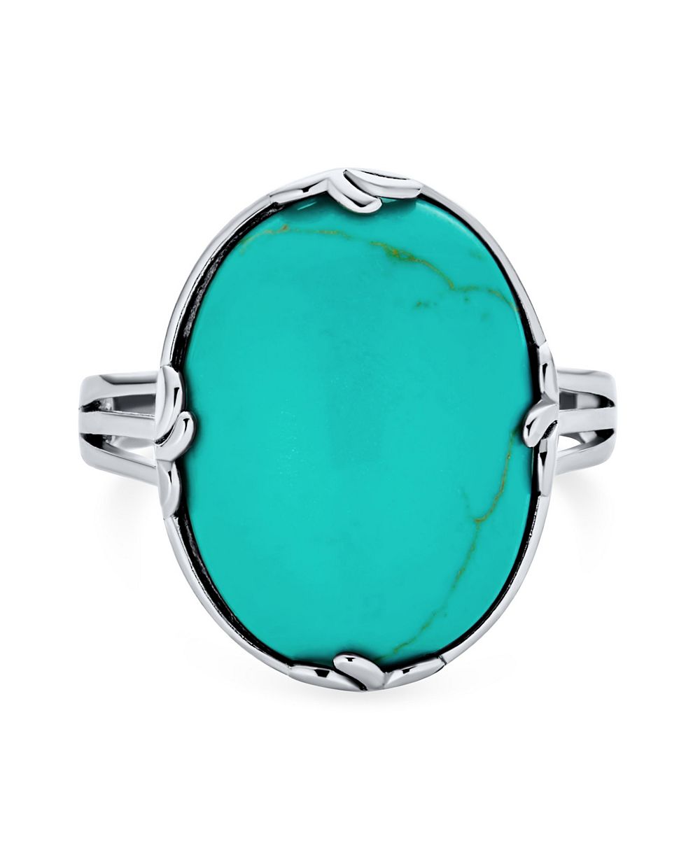 Bling Jewelry Fleur-de-Lis Setting Green Jade Oval Statement Ring .925 Sterling Silver