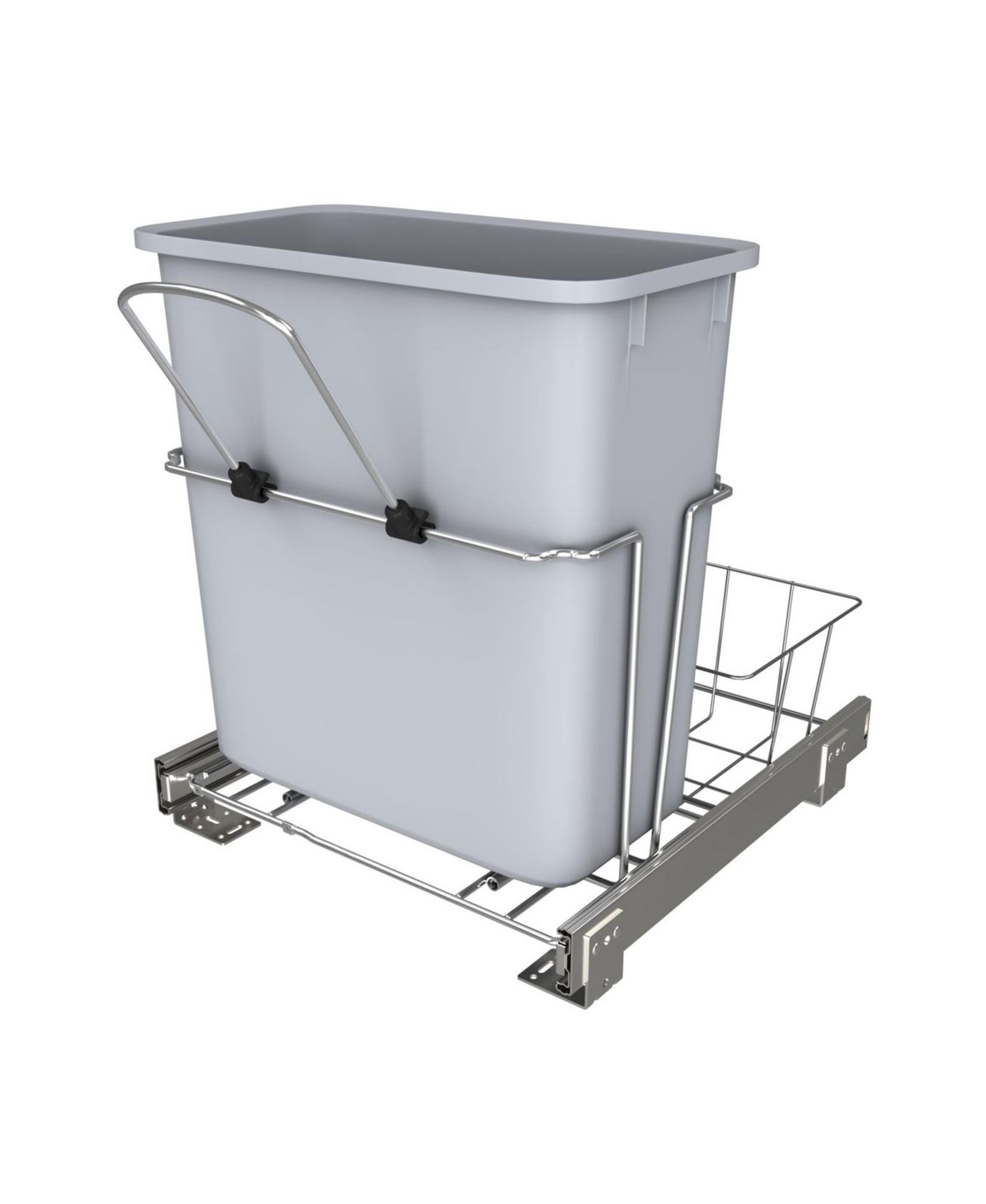 Rev-A-Shelf 20 qt. Universal Waste Container with Rear Basket, RUKD-1420RB-1
