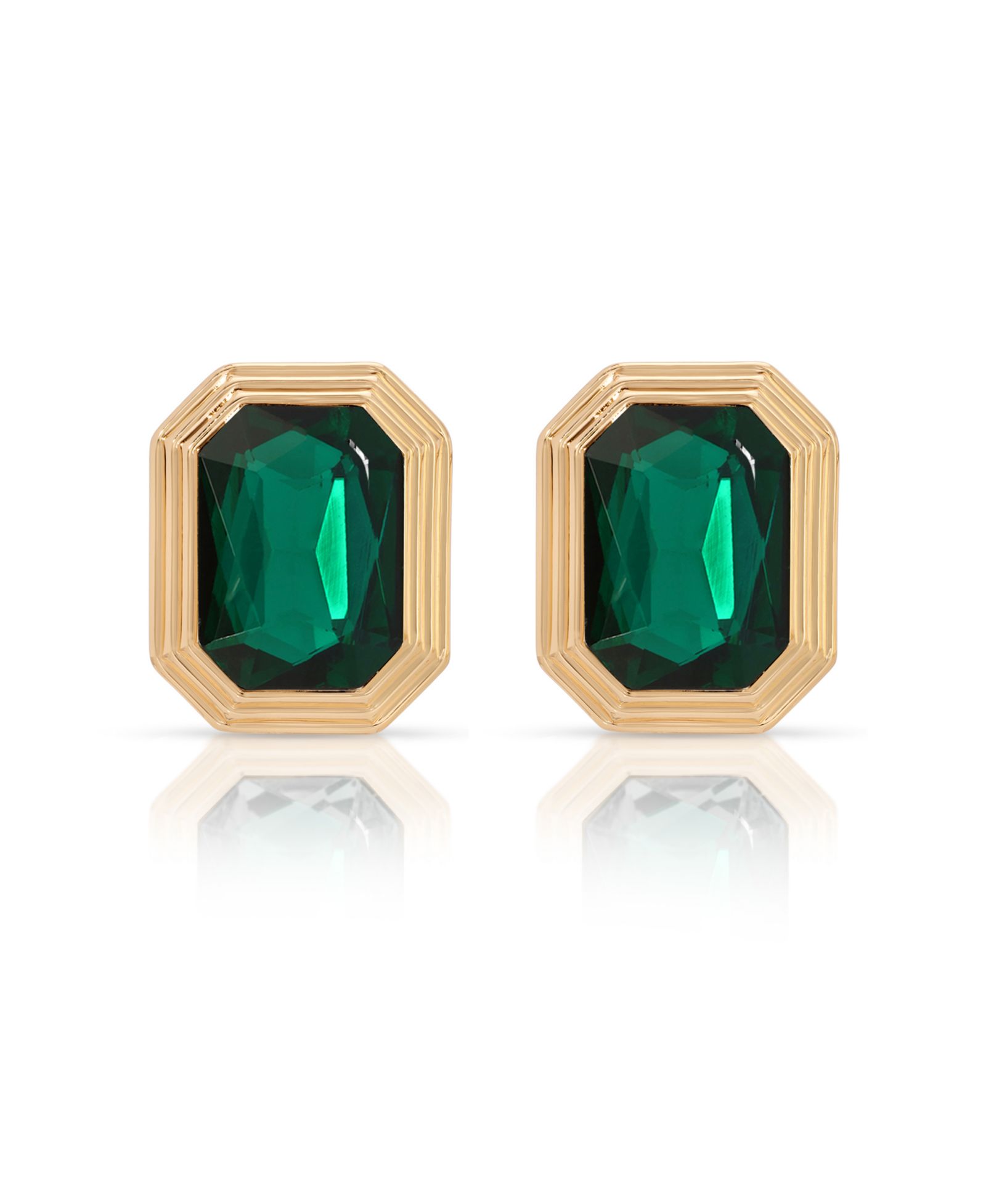 Серьги-гвоздики ETTIKA Emerald Deco Stud