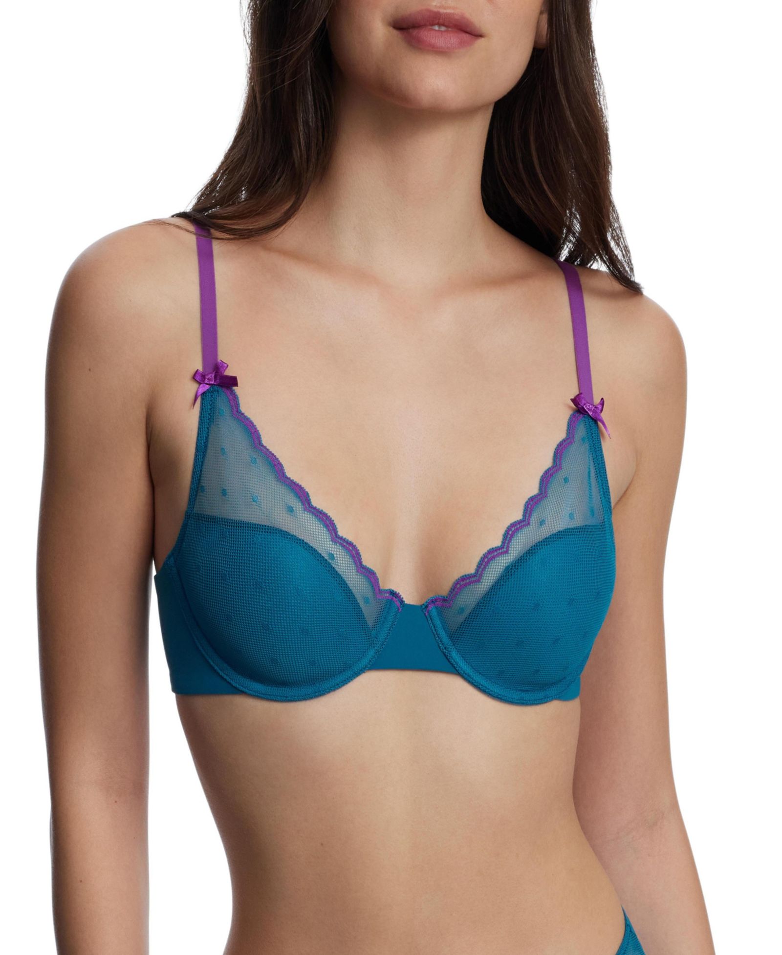 Skarlett Blue Women's Siren Lightly Lined Dotted Lace Underwire Bra