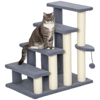 PawHut 4 Levels Cat Steps with Scratching Posts for High Bed, Sofa,