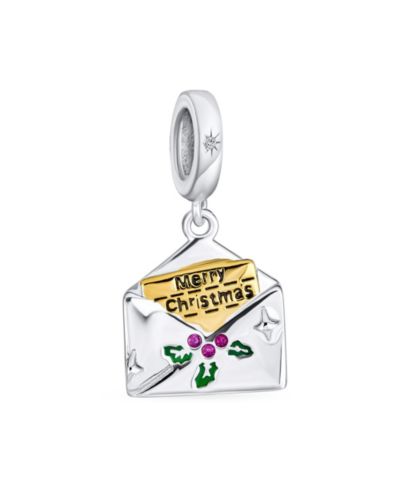Bling Jewelry Initial A-Z Two Tone Letter Dangle Charm Bead for Bracelet Sterling Silver
