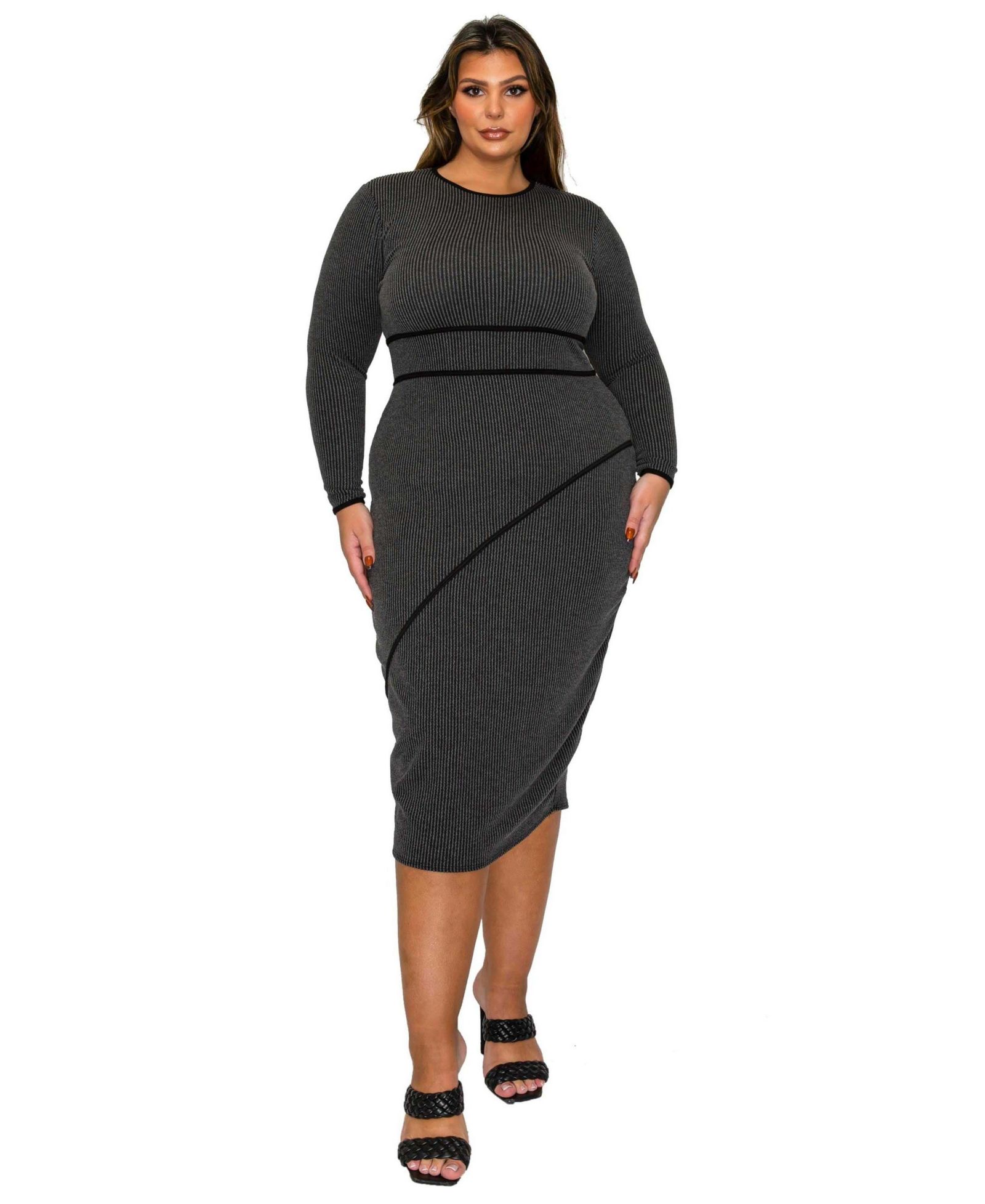 L I V D Платье в рубчик Plus Size Elora