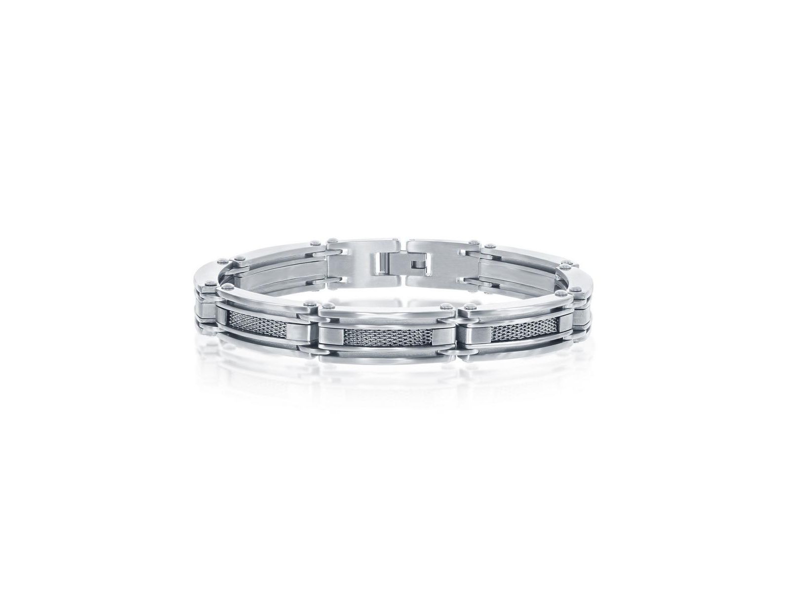 Metallo Stainless Steel Matte & Polished Mesh Design Bracelet