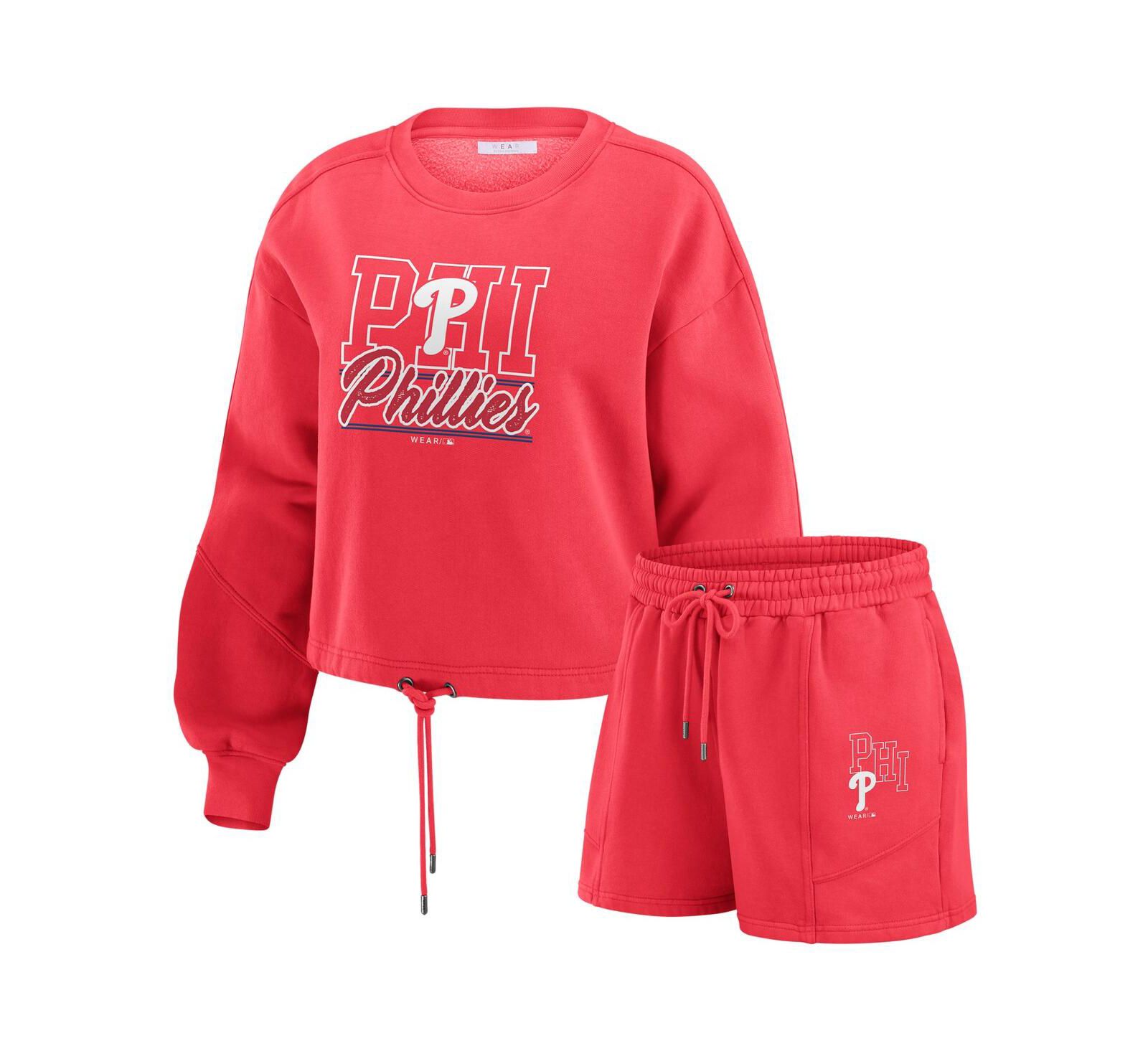 WEAR by Erin Andrews Женский комплект из свитшота и шорт Philadelphia Phillies Red