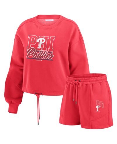 WEAR by Erin Andrews Женский комплект из свитшота и шорт Philadelphia Phillies Red