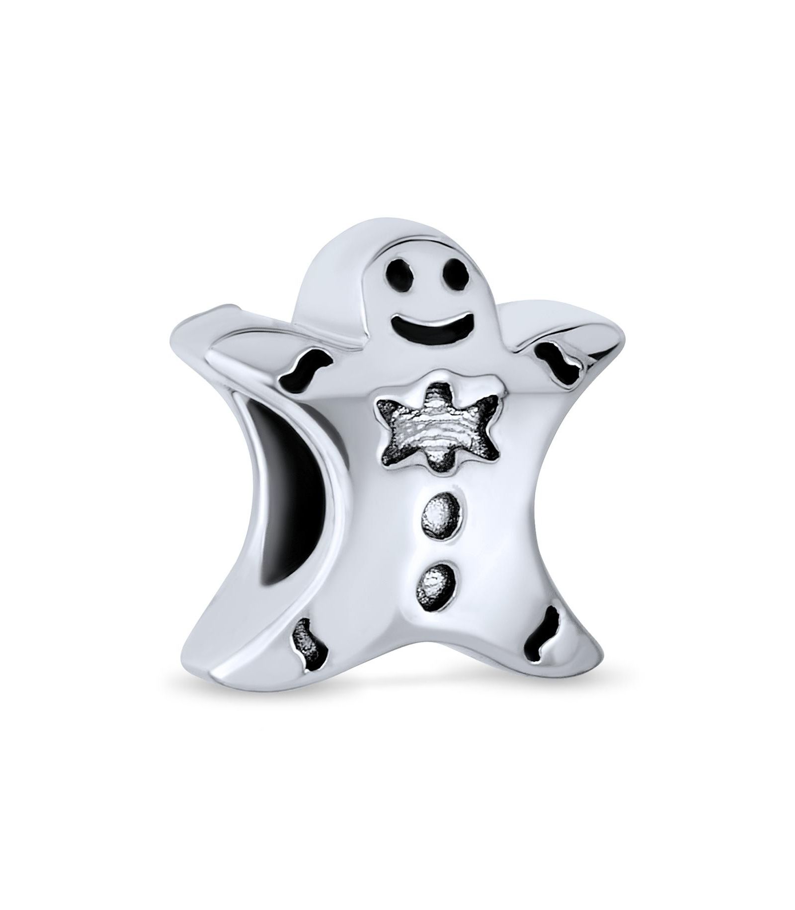 Шарм Bling Jewelry Christmas Charm Bead Gingerbread Man Bow Tie Sterling Silver для браслета