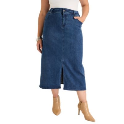 Женская джинсовая миди-юбка June & Vie Front-Slit Denim