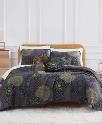 Southshore Fine Linens Midnight Floral 6-Pc. Quilt Set, Full/Queen