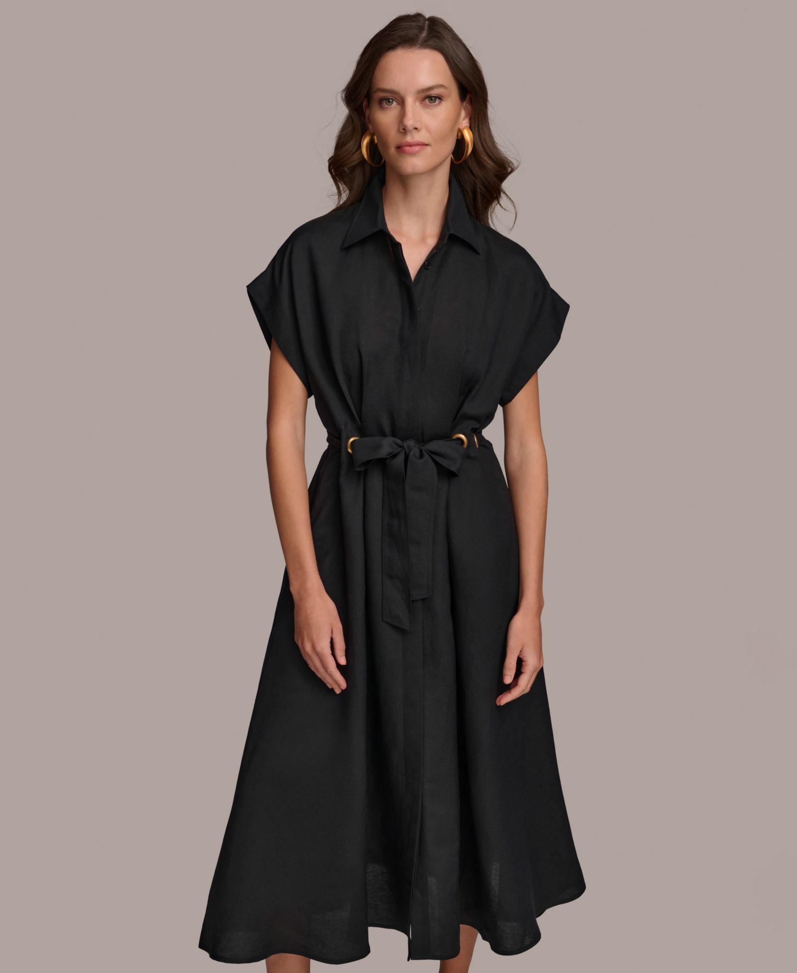 Donna Karan New York Женское миди-платье с поясом и отделкой Grommet-Trim