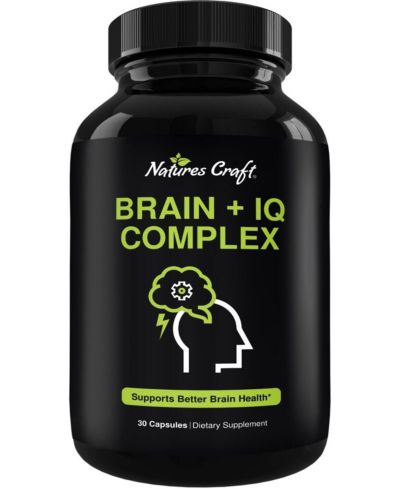 Nootropic Memory Supplement for Brain Support + IQ, Memory Pills for Brain Boost & Natural Energy Booster Vitamin B12 Supplement, Nature's Craft, 30ct