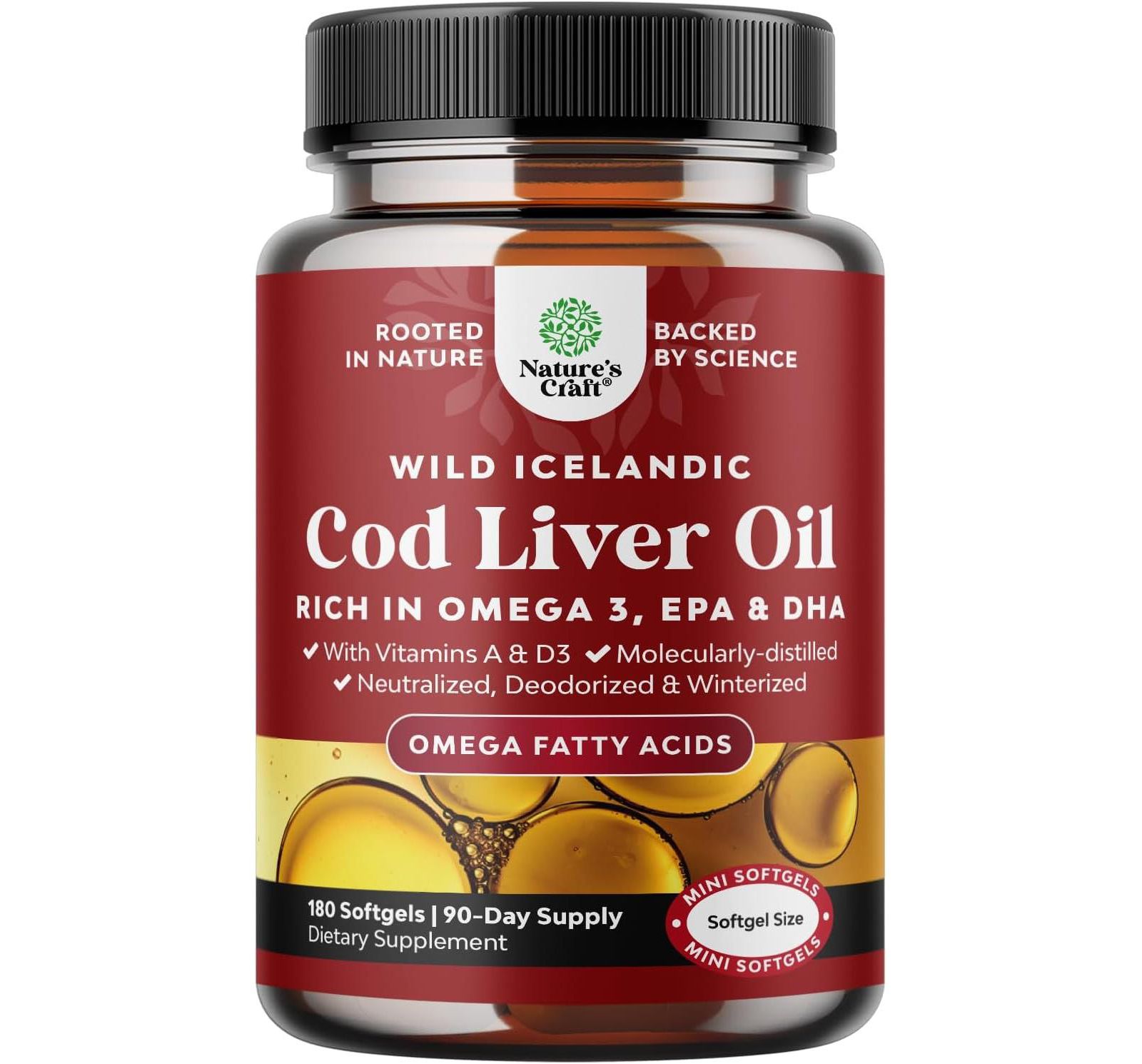 Пищевая добавка Nature's Craft Cod Liver Oil Softgels, 180 шт.