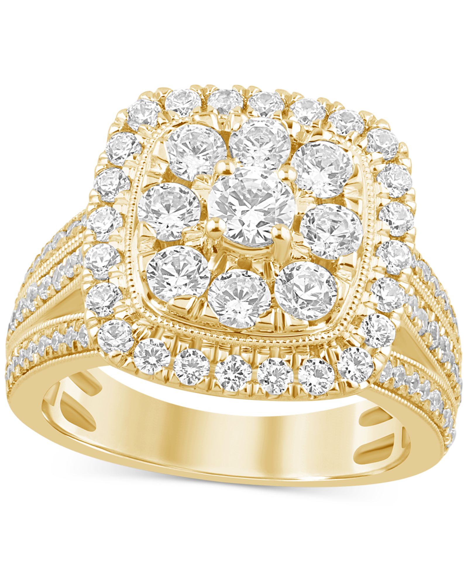 Помолвочное кольцо Diamond Cluster 14k Yellow Gold (2 ct. t.w.)