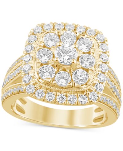 Помолвочное кольцо Diamond Cluster 14k Yellow Gold (2 ct. t.w.)