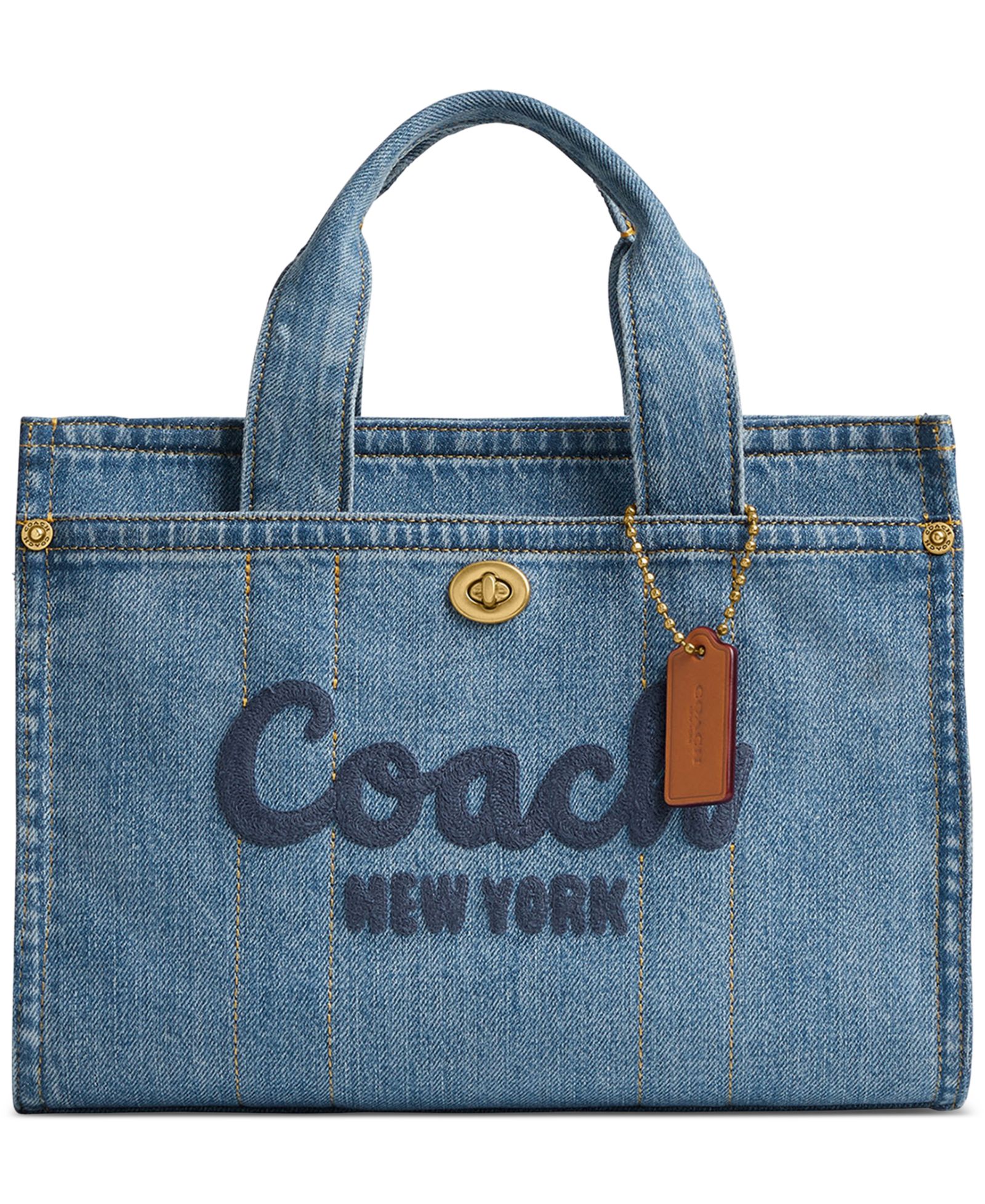 Маленькая джинсовая сумка-тоут COACH Cargo 26