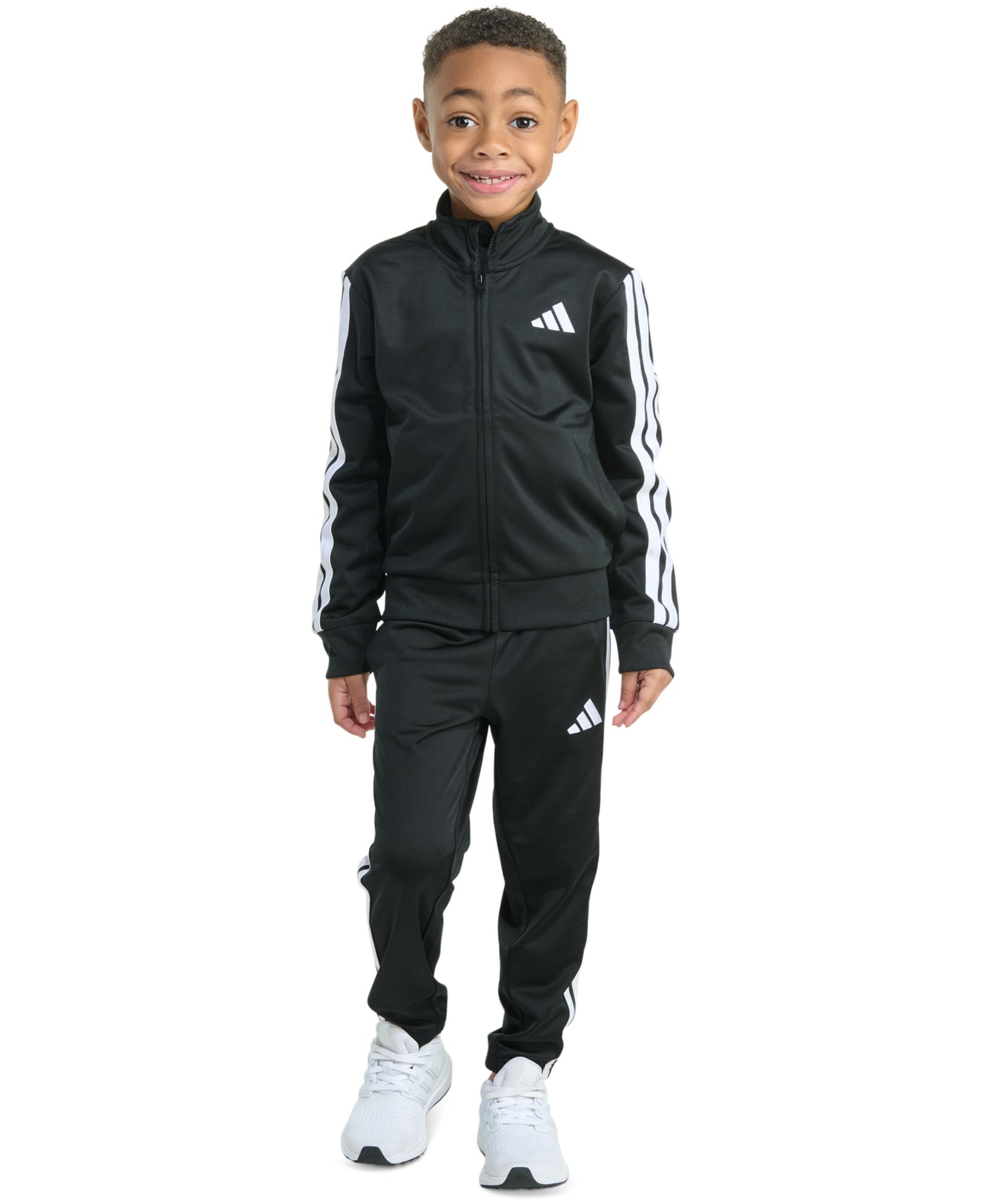 adidas Toddler & Little Boys Tricot Long-Sleeve Essential 3-Stripe Track Jacket & Pants, 2 Piece Set