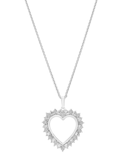 Подвеска Diamond Heart 18" в стерлинговом серебре (1/10 ct. t.w.)