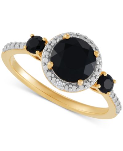 Кольцо с ониксом и бриллиантами, 14k Gold Over Sterling Silver