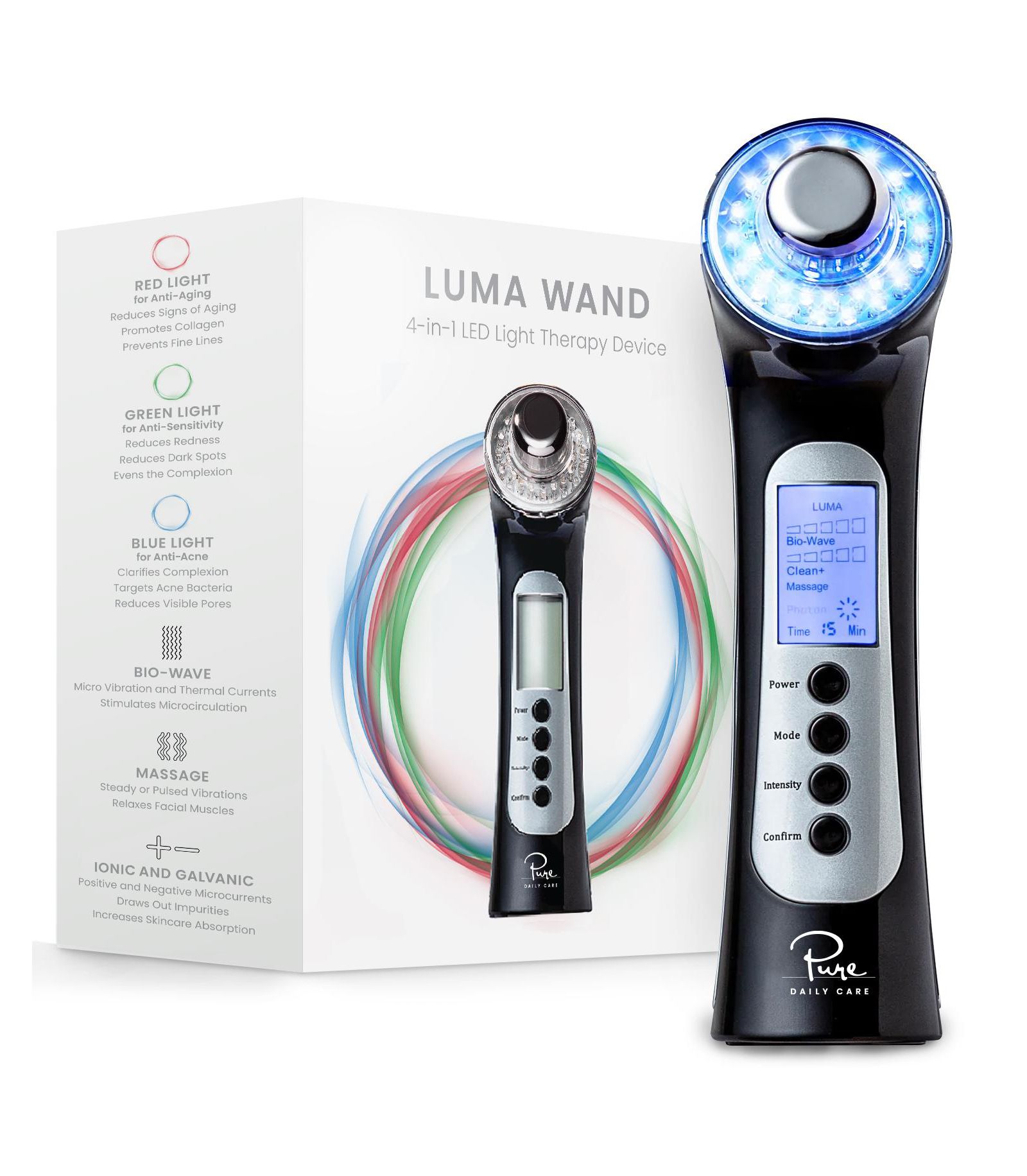 Pure Daily Care Luma Skin Therapy Wand - 4-in-1 Facial Treatment