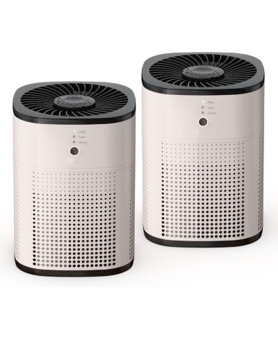 HY1800 HEPA Air Purifiers for Home 2 Pack, Bedroom & Small Room up to 108 Sq. Ft. Each, 24dB Quiet Sleep Mode, Black & White
