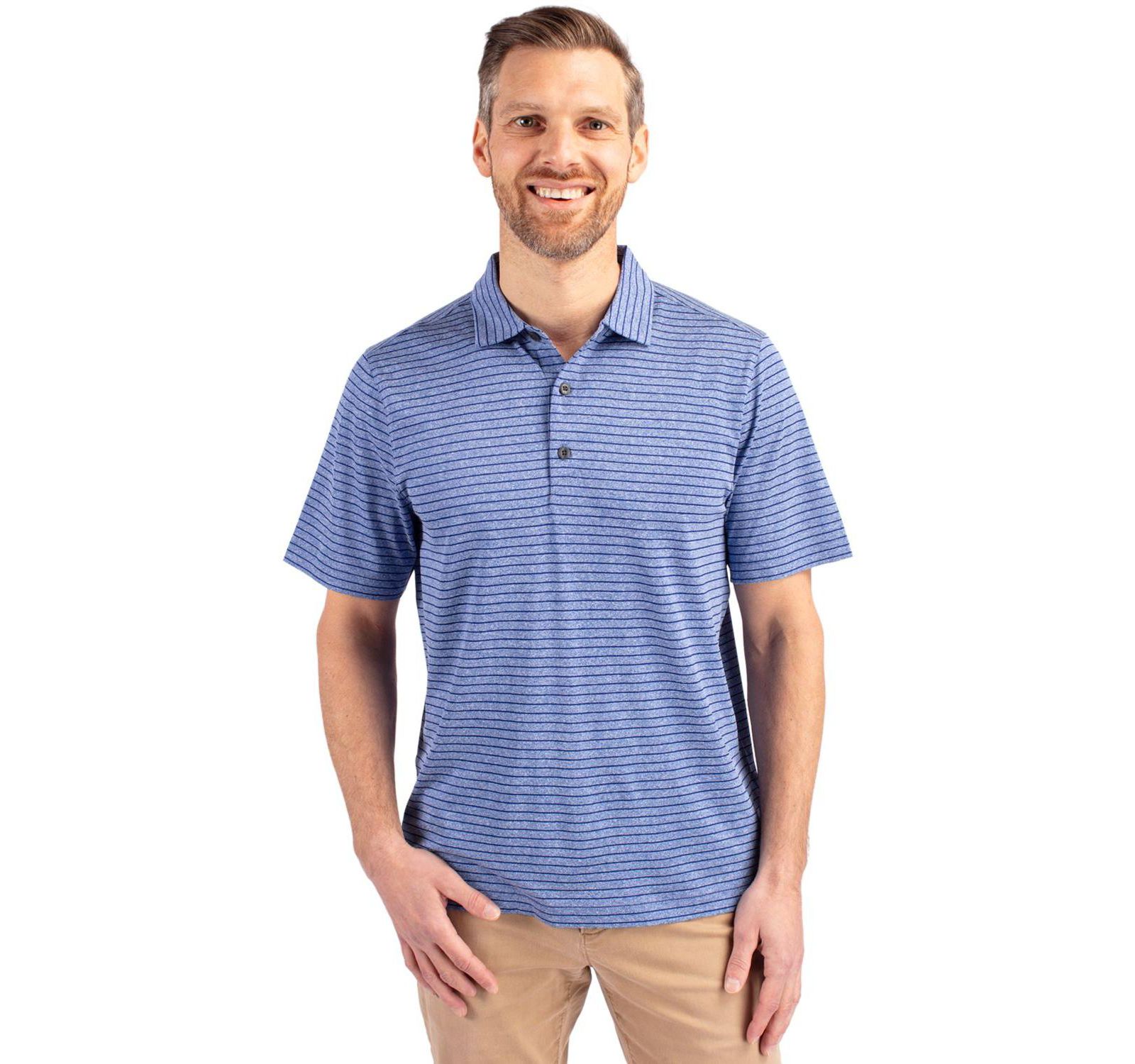 Мужская рубашка-поло Cutter & Buck Forge Eco Heather Stripe Stretch Recycled
