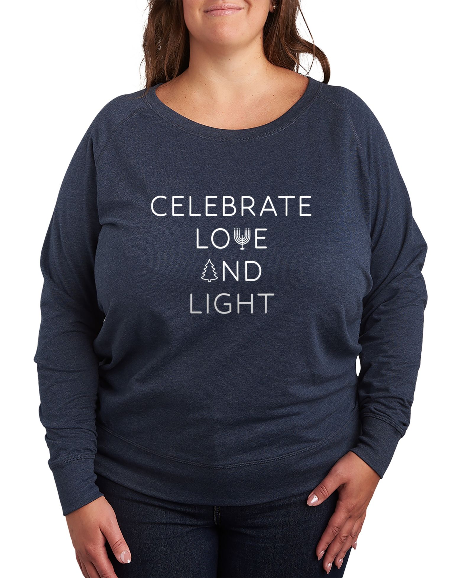 Hybrid Apparel Женский топ Plus Size Trendy Celebrate Love and Light Graphic Pullover
