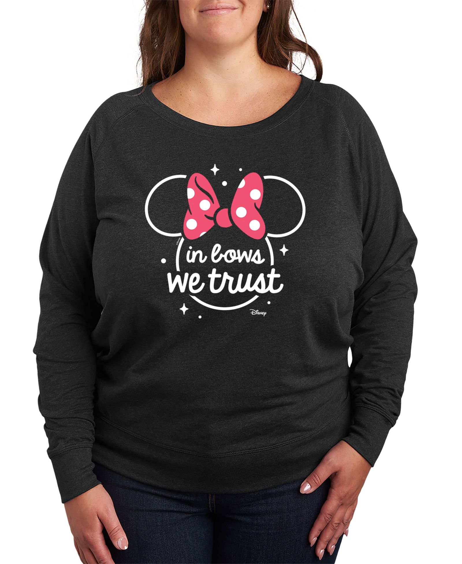 Hybrid Apparel Plus Size Disney Minnie Mouse in Bows We Trust Graphic Pullover T-shirt
